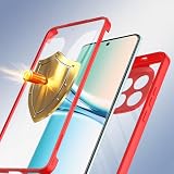 MQERYBV Etui na Xiaomi Redmi Note 15 5G, antywstrząsowe etui z pełną ochroną ekranu 360°, twarde, przezroczyste, z podwójną ochroną, z ochroną aparatu, czerwone