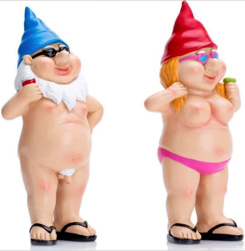 Resin Naughty Funny Gnome Statue Rude Garden Gnomes Nude Figurine Decor Toy Gift (Men&Woman)