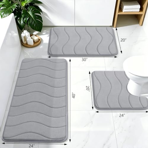 Image of Smiry Memory Foam Bath Mat 32x20, Extra Soft and Absorbent Bathroom Mats