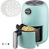 iRUNTEK Mini Compact Air Fryer, 1.3 Quart Electric Small Air Fryer Oven Cooker, Personal Oil-less Healthy Fryer Pot with Timer Control and Non Stick Basket, Auto Shut-off, 800W, Aqua