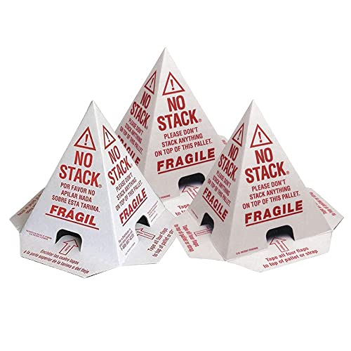 Primepack No Stack Pallet Cones | Safe Shipping & Handling Alerts Cones Bundle | Lightweight, Easy to Carry Moving Essentials for Freight Protection | English, Spanish & French Language - 100 Pack
