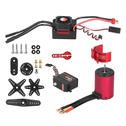 RC Motor Set 1/10, ESC Motor Servo 3650 4500KV Brushless Motor + 60A ESC mit Lüfter + 6KG Metall Servo (S0600M) + 25T Arm 1:10 RC Truck Zubehör