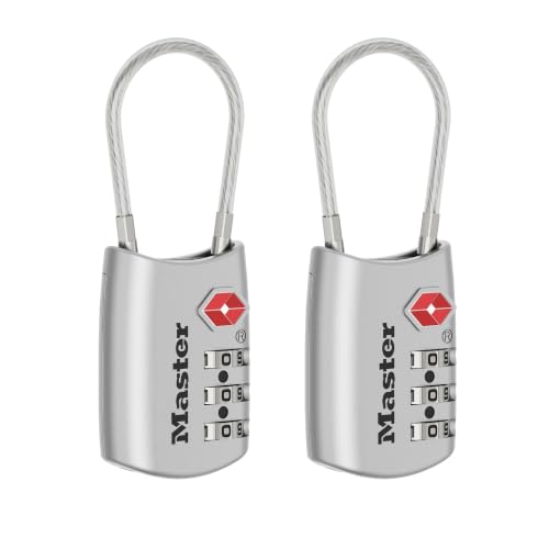 Image of Master Lock Set Your Own Combination TSA Approved Luggage Lock, Silver, 2 Pack, 4688SLVEC2