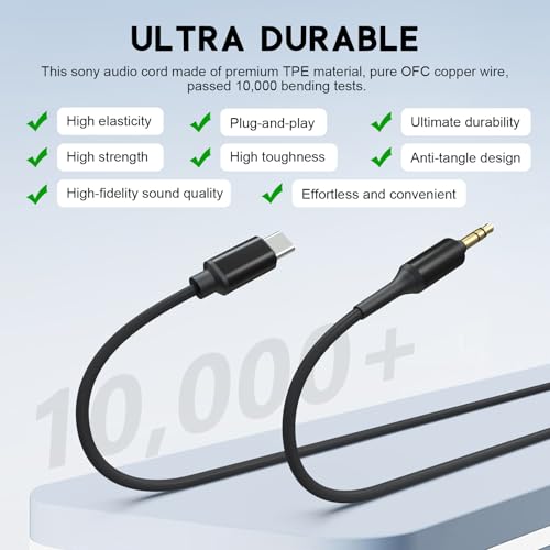 Cable USB-C a Jack 3.5mm para audífonos Sony, 1.5 m miniatura 3