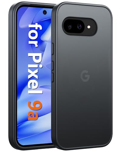 Image of FNTCASE for Google Pixel 9a Case: Frosted Translucent Matte Shockproof Slim Protective Case - Military Grade Drop Proof Anti-Fingerprint Hard Back Cell Phone Cover (6.3 inch /Black) | Frosted
