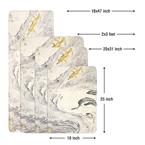Haocoo Bath Rug Runner 20X59 Inch Beige Marble Velvet Bath Mat Non-Slip Modern Long Bathroom Rug Soft Luxury Microfiber Machine-Washable Floor Rug Carpet For Tub Shower #TOP1