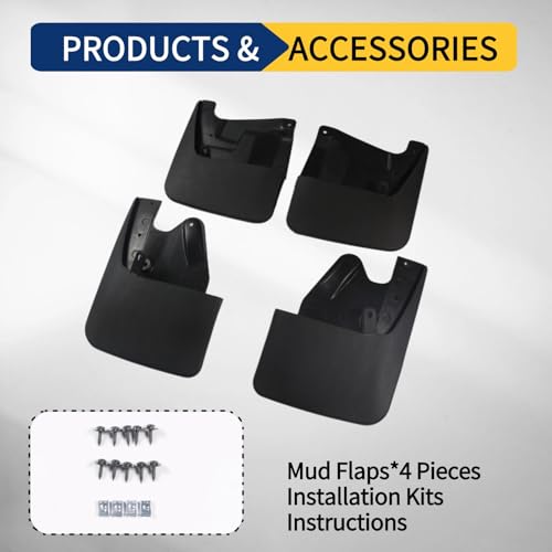 Image of Mud Flaps for Toyota Tundra 2022-2026 No-Drill Splash Guards Set of 4 | All-Weather Front & Rear Mudguards | Fits SR5 /Limited /TRD Pro (Excludes SR Models)