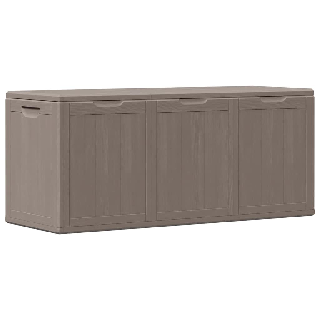 Baule da giardino da 270 l, in polipropilene, effetto legno, per cuscini, contenitore da giardino, per esterni, terrazza, balcone, funzione di organizzazione con coperchio