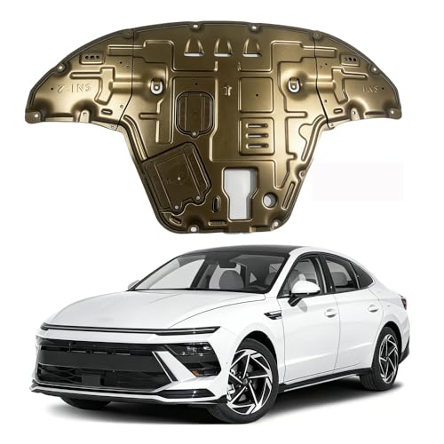 Image of Aluminum-Magnesium Alloy Engine Splash Shield Fit for Hyundai Sonata 2024 2025 2026 Heavy Duty Front Skid Plate for Radiator, Engine & Transmission w /Screw Hardware,Service Holes & Vent Design