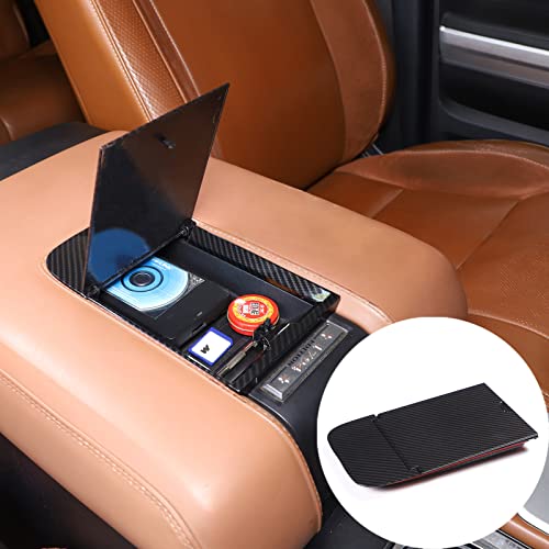 Llkuang Car Center Console Organizer Armrest Hidden Storage Box Compatible With Toyot@ Tundra 2014-2021,Black Insert Armrest Hidden Tray Accessories (Carbon Fiber Pattern) #TOP29