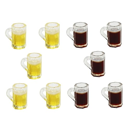 VICASKY Lot de 10 gobelets à bière miniatures - Parfait pour la décoration de maison de poupée et l'aménagement paysager