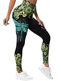 HIVICHI Printed Mandala Dragonfly Leggings for Women Crazy Pattern High Waisted Workout Yoga Pants, X-Large, WLG-028658