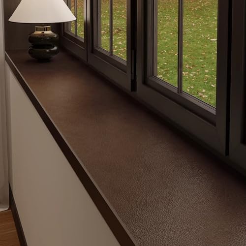 Vibeo Anti-Skid Long Leather Bay Window Mat, Textured Dustproof DIY