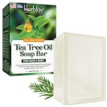 Herblov Tea Tree Oil Soap Bar for Face & Body, 4oz All Natural Remedy Skin Cleanser Pure Essential Oil Infused Skincare Cleansing Soap for Dirt & Acne - Tea Tree Face & Body Wash Made in USA