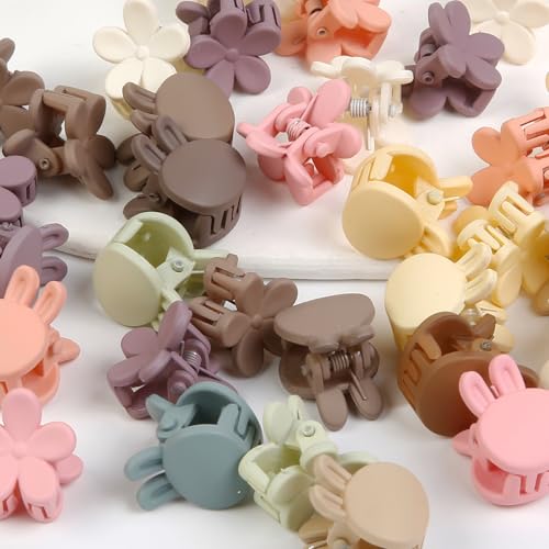100Pcs Colorful Mini Flower Hair Clips Set, TEBIEKOY Small Hair Clips Mini Hair Claw Clip Bunny Ear Hair Clip Cute Jaw Clips Hair Pins Hair Barrettes Tiny Flower Hair Accessories for Women - Thumbnail 4
