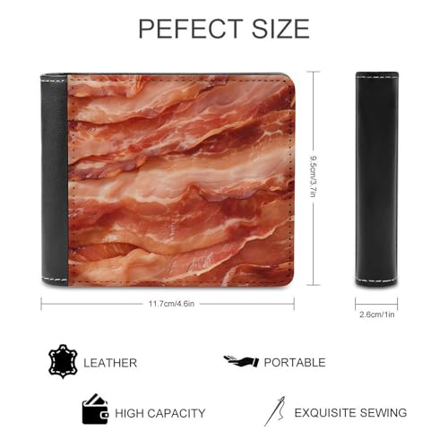 Bacon Food Bifold Wallet Hidden Compartments Pocket Money with Credit Card Holder for Men Women2