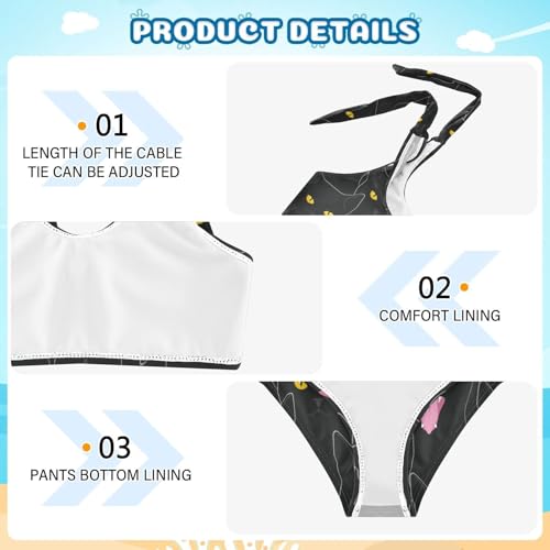 Image of CaTaKu Girls Swimsuits Two Piece Swimwear Cute Bikini Set Tankini Hawaiian Beach Sport Bathing Suit for Girls Size 3-12T