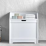 Bath Vida Priano Bathroom Laundry Cabinet Storage Cupboard Chest Bin Wooden Basket Unit (White)