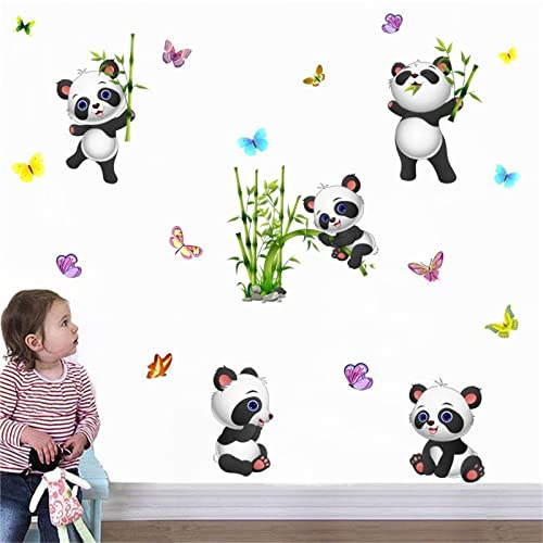 Vinilos decorativos de pared con panda y mariposa 10x11 pulg miniatura 3