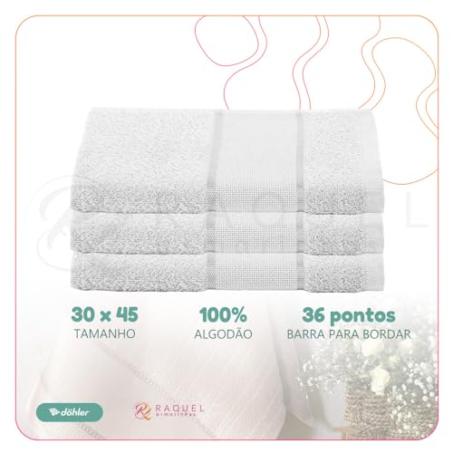 Kit 4 Toalhas Lavabo Dohler Felpudo Torino II para Bordar Ponto Cruz (Branco)