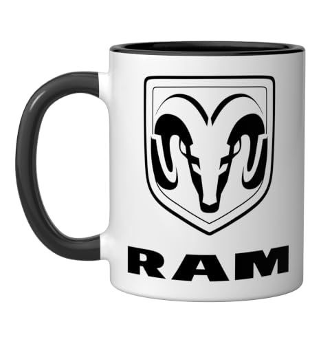 RAM Trucks Black Logo Ceramic Mug, Black/White, 11oz