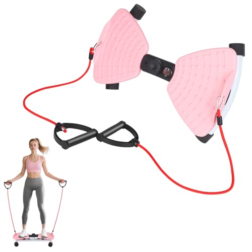 Exercise Twist Boards, Waist Sculptor Twisting Disc, Ab Twister Machine with Resistance Bands, Non-slip Balance Board for Exercise, Core Workouts,Weight Loss,Fitness Plate Home Gym Equipment for Women