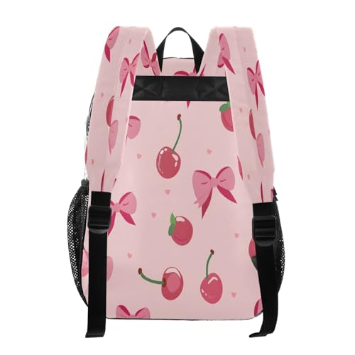 Clear Backpack for School Pink Bows Cherries Pattern Transparent Bookbag for Girls See Through PVC Boy Backpacks3