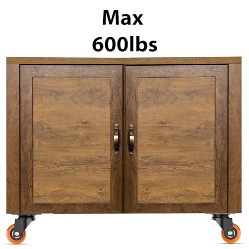 Image of 2 Inch Heavy-Duty PU Castor Wheels for Furniture, Swivel Caster Wheels Soft Rubber for Beds, Trolleys, Counters & Wheelchairs 350 KG Capacity (Set of 4, 2 Brake + 2 Without Brake, Orange)