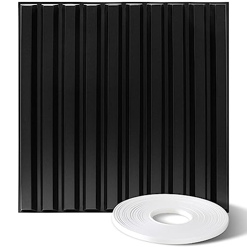 Stickgoo 12 Pcs 3D Main String Wall Panels, 19.7" X 19.7" X 0.7", Decorative Pvc Wall Tiles With A Free Double-Sided Tape, 3D Textured Wall Panels For Interior Wall Decor, 32 Sq.ft, Black #TOP3