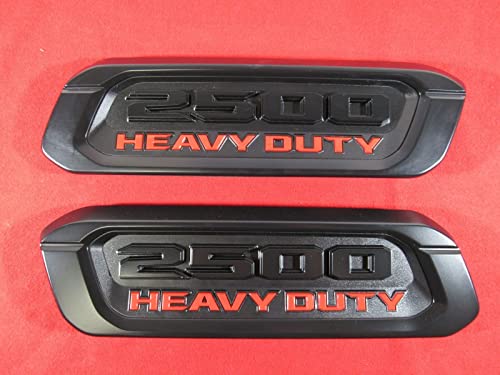 Image of 2pack OEM 2500 Heavy Duty Emblems Left Right Side Badges Hood 3D ABS Compatible with fits 2500 68632969AA 68362211AC (Black Red)