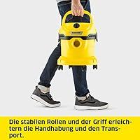 KÄRCHER Nass-/Trockensauger WD 2 Plus V-12/4/18/C, inkl. Patronenfilter, Vliesfilterbeutel, 1.000 W, Kunststoffbehälter: 12 l, Saugschlauch: 1,8 m, Blasfunktion, Boden- und Fugendüse, Schwarz, Gelb – Ansicht 3