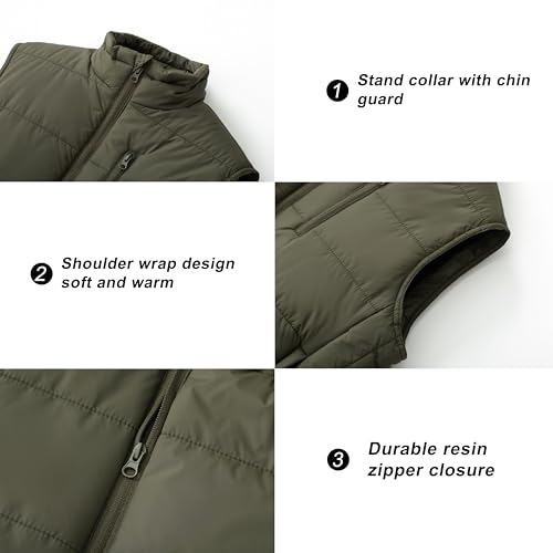 Image of VtuAOL Men's Puffer Vest Outdoor Padded Vest Softshell Outerwear Vest for Travel Hiking