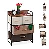 Relaxdays ladekast, 4 lades, met plateau, opvouwbare manden, stoffen kast, stalen frame, HBD 79 x 58 x 31.5 cm, bruin