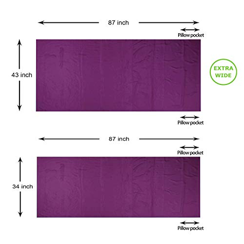 Image of Browint Silk Sleeping Bag Liner, 100% Mulberry Silk Sleep Sheet, Sack, Extra Wide 87 inchx43 inch & 87 inchx34 inch, Lightweight Travel Sheet for Hotel, Envelop Rectangular 73 inchx34 inch, Hooded Mummy 87 inchx34 inch