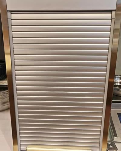 Puerta de persiana para armario, puertas correderas de plástico con riel, pantalla plegable para puerta de armario, tira hacia arriba y hacia abajo para abrir, ideal para armarios y bufés