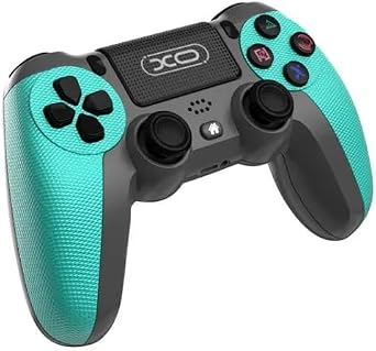 XO-GP6 Bluetooth ve Kablolu Oyun Kolu | PS4, PC, iOS, Android ve PS3 Uyumlu Çift Titreşimli Kablosuz Gamepad, 6 Eksen Jiroskop, Touchpad ve Kulaklık Jaklı RGB Oyuncu Kolu (Yeşil)