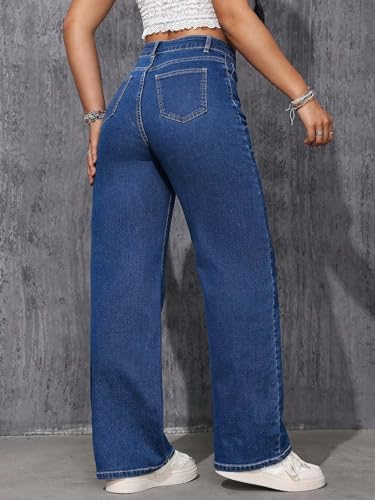 Image of KOTTY Women's High-Waist Button Relaxed Fit Casual Ankle Length Stylish Jeans