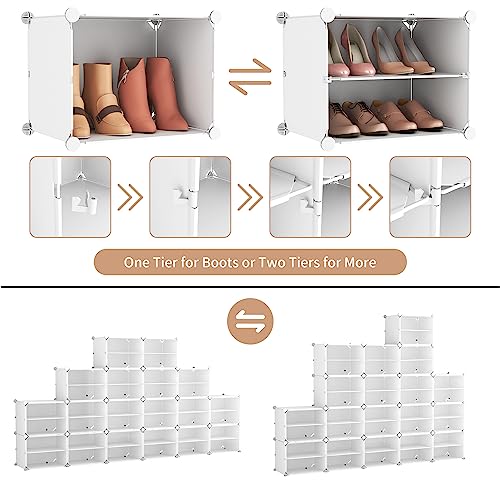 ROJASOP Portable Shoe Rack Organizer with Door, 72 Pairs White Shoe Storage Cabine Covered Shoe Rack Shoe Organizer for Closet Entryway Garage Closed Shoe Rack Organizer Cabinet with Doors by ROJASOP - Image 6