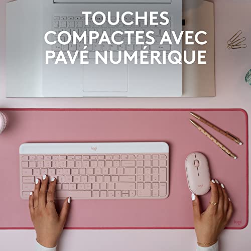 Ensemble clavier souris rose Logitech MK470 sans fil AZERTY compact