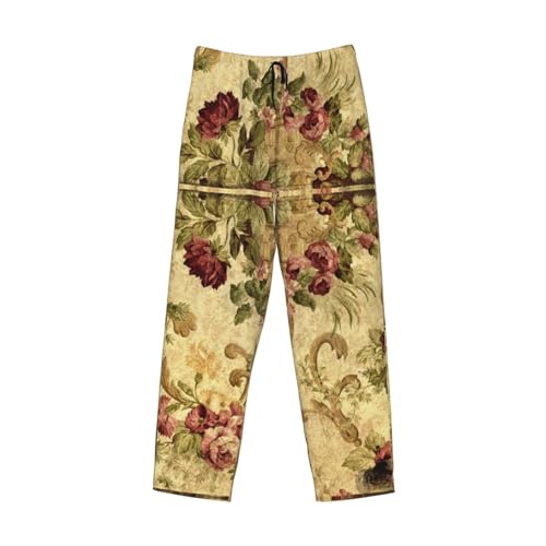 Yellow Spring Daffodils Men's fully printed casual pants with elastic waistband pockets, suitable for home and sleep4