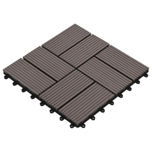 INLIFE Carreau de terrasse 11 pcs WPC 30 x 30 cm 1 m² Marron foncé-45033
