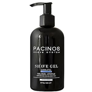 Pacinos Shave Gel – Clear Cooling Gel with Aloe Vera, Prevents Skin Irritation & Moisturizes, All Hair Types, 8 fl. oz.