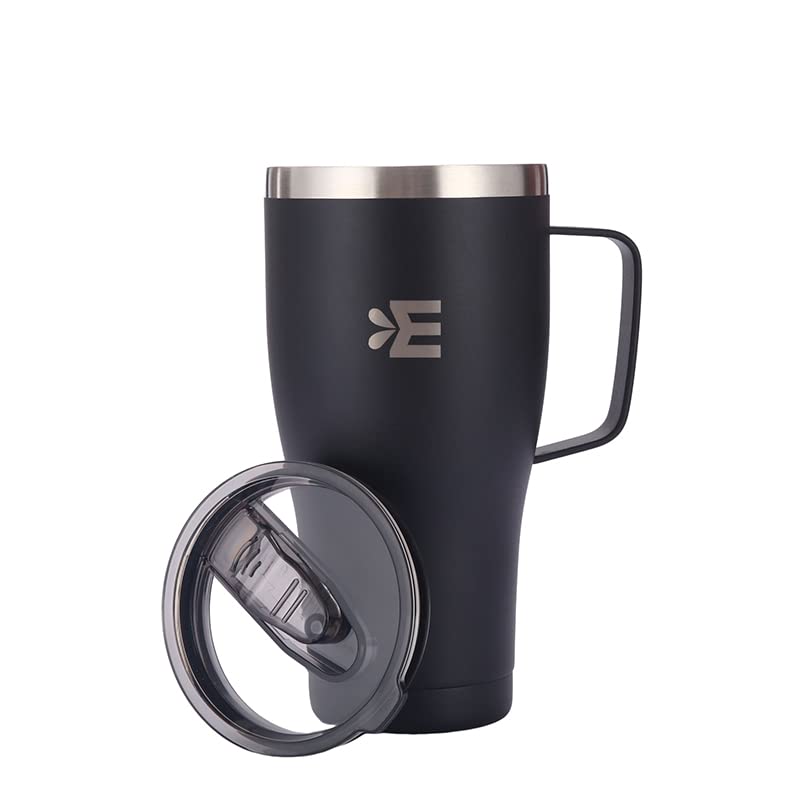 ECOYEE Coffee Travel Mug, Double Wall Vacuum Insulated Inner Spray Stainless Steel Water Mug with Handle,Cold&Hot Drinks, Coffee Cups Reusable/Car Using/Office Cups/Gift Choice??êBlack, 20oz??ë