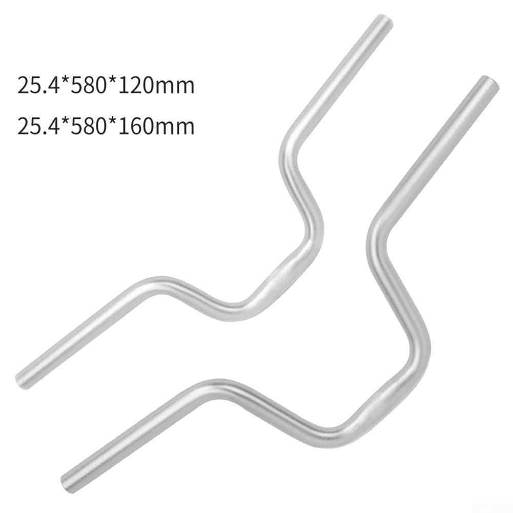 Balanced Control Lenker für Falträder, 25,4 x 580 mm, Aluminiumlegierung mit erhöhtem Vorbau, 120/160 mm, für Brompton (25,4 x 580 x 120 mm, schwarz)