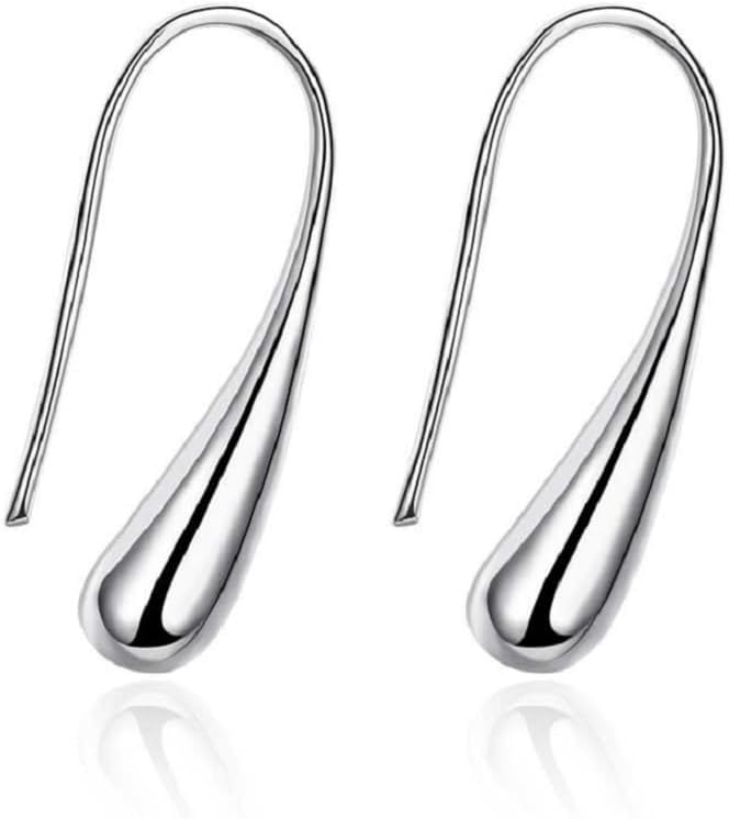 Harlorki Novelty Design Simple Shiny 925 Silver Plated Infinity Teardrop Dangle Earrings Statement Costume Jewelry for Women Lady - Image 8