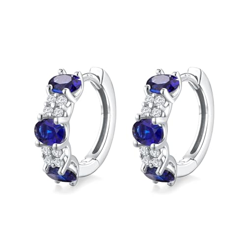 Small Hoop Earrings for Women Hypoallergenic 925 Sterling Silver 13.5mm Thick Huggie Earrings Hoops Created Gemstone Diamond Birthstone Wedding Earrings