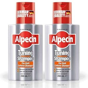 Alpecin Tuning Shampoo 2x 200ml | Behoudt Natuurlijke Haarkleur en Ondersteunt Haargroei | Donkere Cafeïne Shampoo om Grijze Haren | Haarverzorging voor Mannen Made in Germany