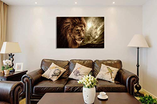 Kalawa Lion Head Portrait Wall Art Painting Pictures Print On Canvas Modern Decoration Animal Picture For Home Wall Decor And Wall Poster Ready To Hang (16''W X 24''H) #TOP5