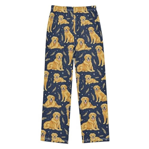 Pajama Bottoms, Golden Retriever Dog Cartoon Pattern Pajamas Pant Lounge Wear Sleep Long Pants Casual Sleepwear Pjs