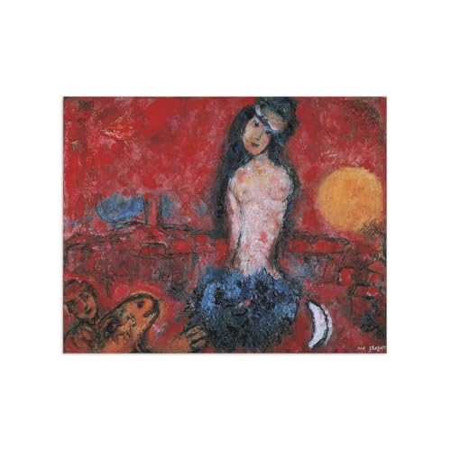 Reproductions célèbre tableau Chagall toile haut de gamme fond rouge